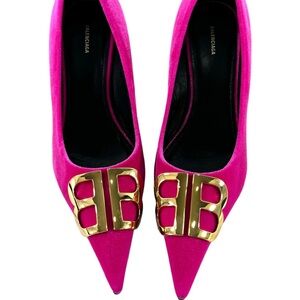 Balenciaga Pink Heels with Gold Accent